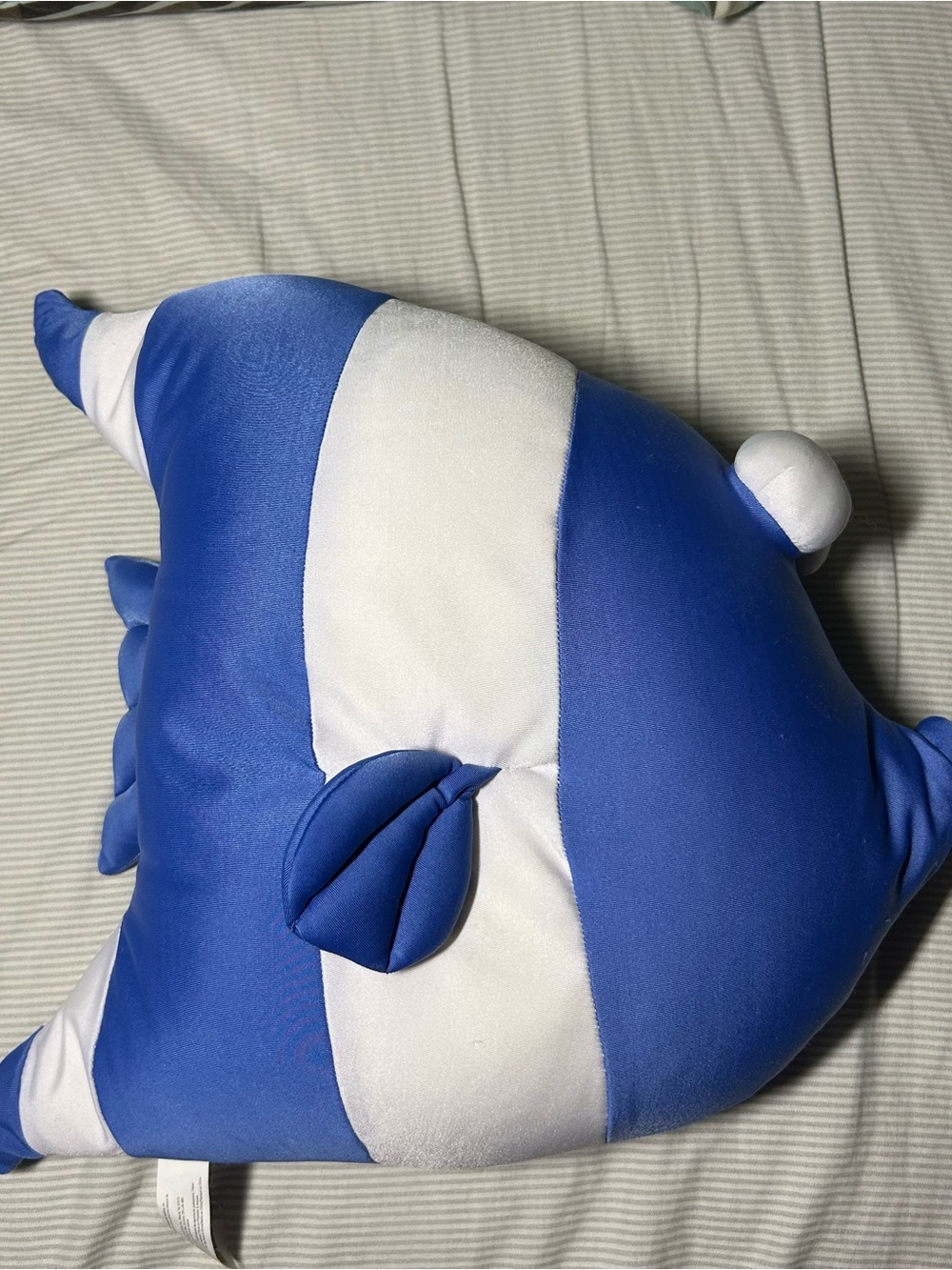 Blue & White Plush Fish Pet Pillow